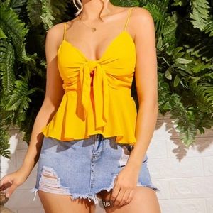 Tie Front Ruffle Hem Cami Top